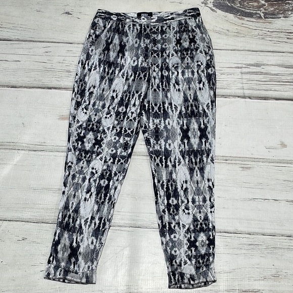 Paige Pants Silver Black Printed Silky Satin Pockets Size Small - Picture 6 of 14